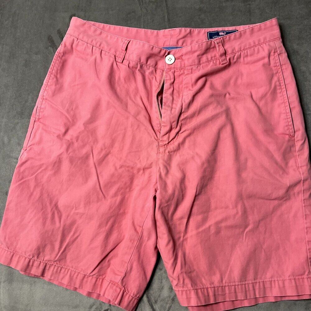 Vineyard Vines Chino Club Shorts Mens Size 33 Waist Flat Front Pink‎ Khaki
